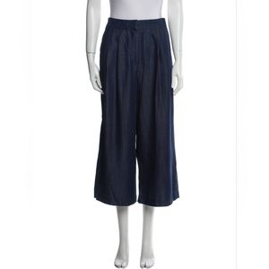 Tibi wide leg cropped dark blue cotton pants size 00